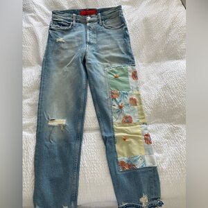 mother x carolyn murphy patchwork jeans